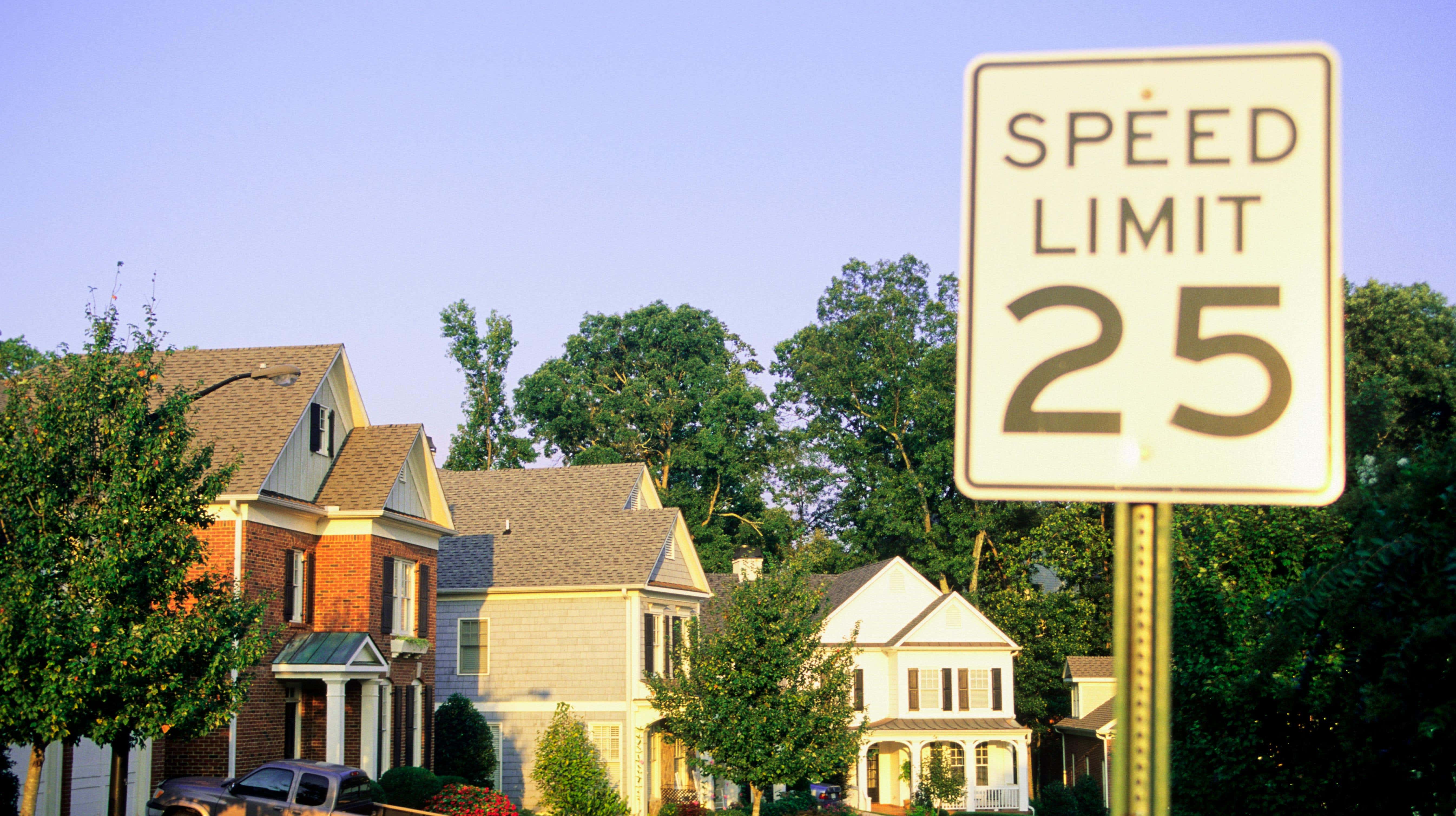 25 mph speed limit signs in the neighborhood